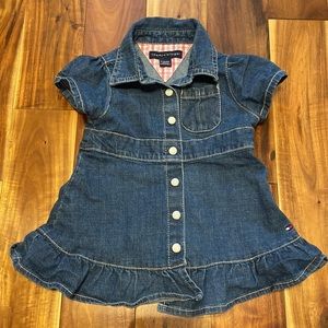 Girl’s Size 3-6 Months Tommy Hilfiger Denim Dress with Snaps up the Front-EUC